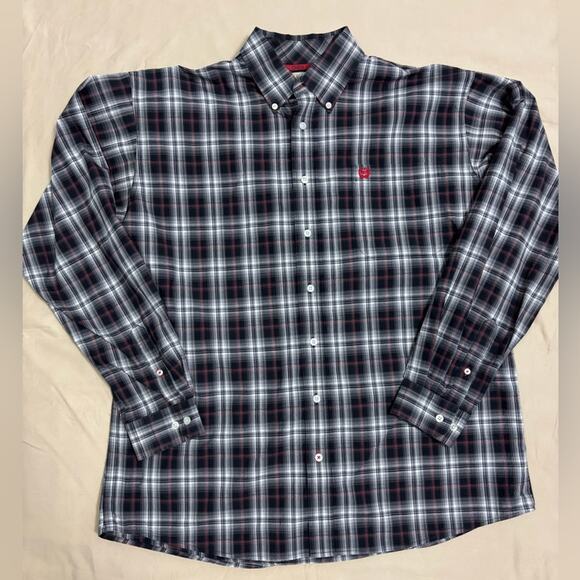Cinch Men’s Black and Red Plaid Long Sleeve Button Down Shirt Size Large - Picture 1 of 7